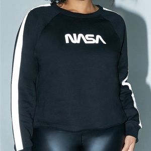 Forever 21 NASA cropped sweatshirt crew neck oversized black graphic XL